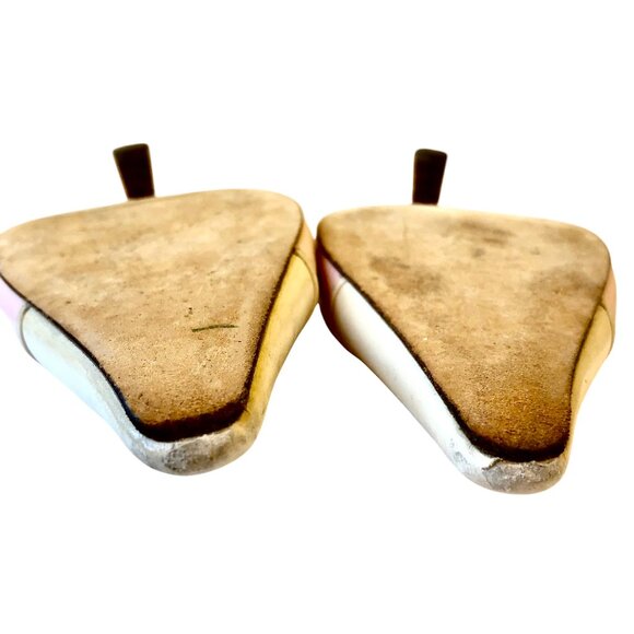 CHANEL Vintage Pump Kitten Heels Pink Cream Mule Snip Toe Womens 37 7 ALTERED - Picture 14 of 16